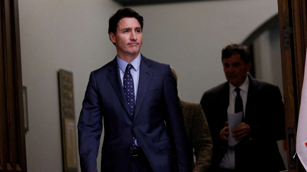 Canada's Prime Minister Justin Trudeau takes part in a press conference on Parliament Hill in Ottawa