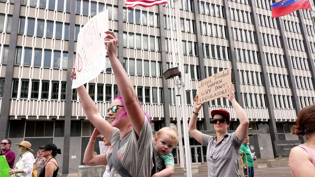 FILE PHOTO: Pro-choice activists assembled in downtown Memphis during a "Stop Abortion Bans Day of Action" rally hosted by the Tennessee chapter of Planned Parenthood in Tennessee