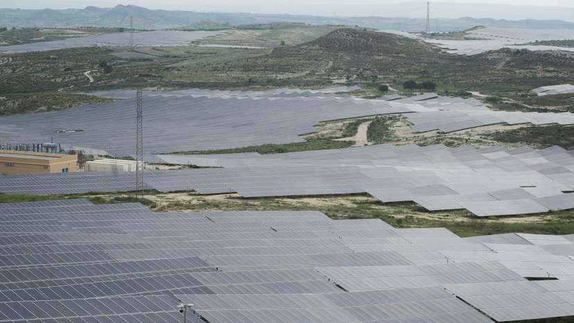 A view shows solar panels in Mula, Murcia Region