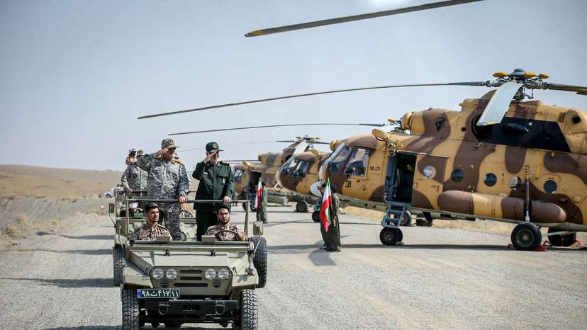 Islamic Revolutionary Guard Corps (IRGC) ground forces take part in a military drill