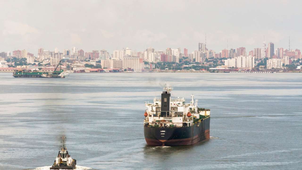 Oil tanker on Lake Maracaibo, in Cabimas