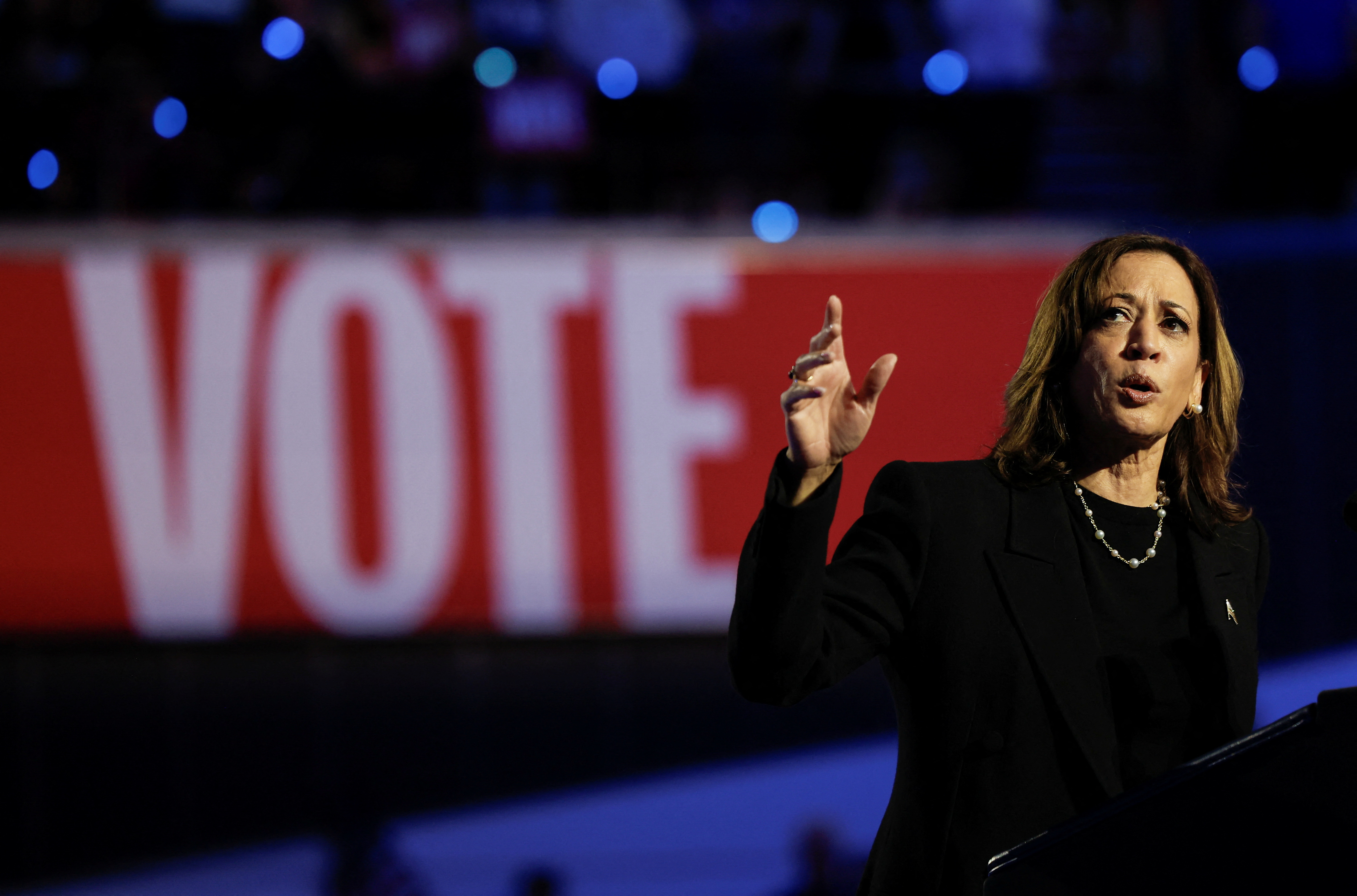 Democratic presidential nominee and U.S. VP Harris campaigns in Madison, Wisconsin