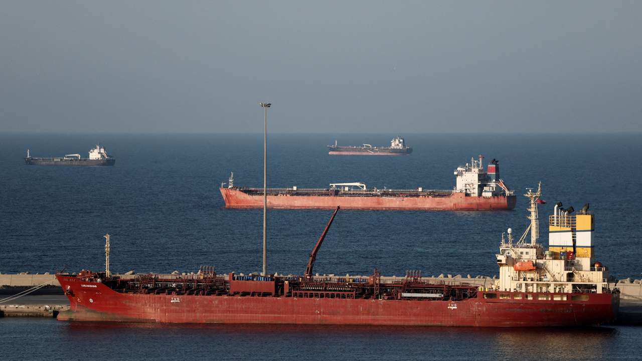 FILE PHOTO: Luojiashan tanker sits anchored in Muscat, as Iran vows to close the Strait of Hormuz, in Muscat