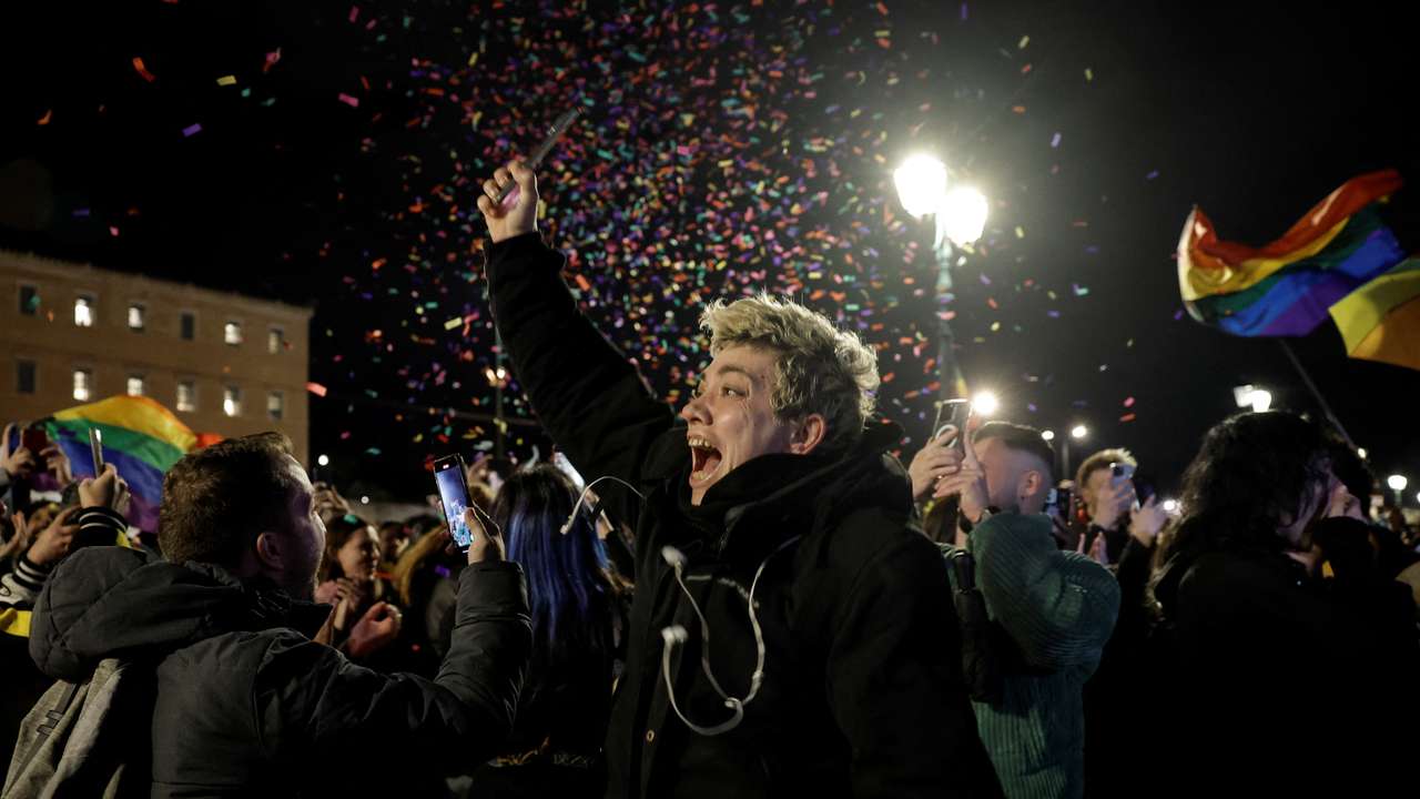 Greek parliament votes on a bill legalising same-sex marriage, in Athens
