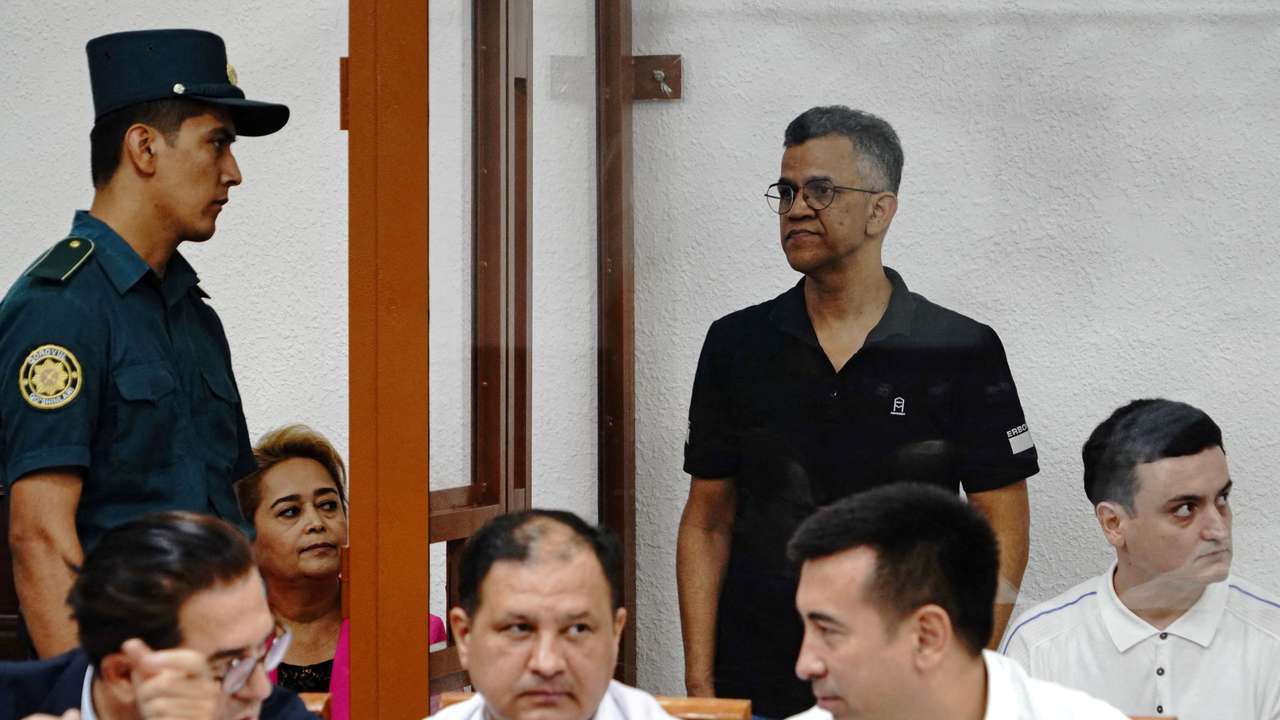 FILE PHOTO: Defendants and lawyers attend a court hearing in the case of child deaths linked to contaminated cough syrups, in Tashkent