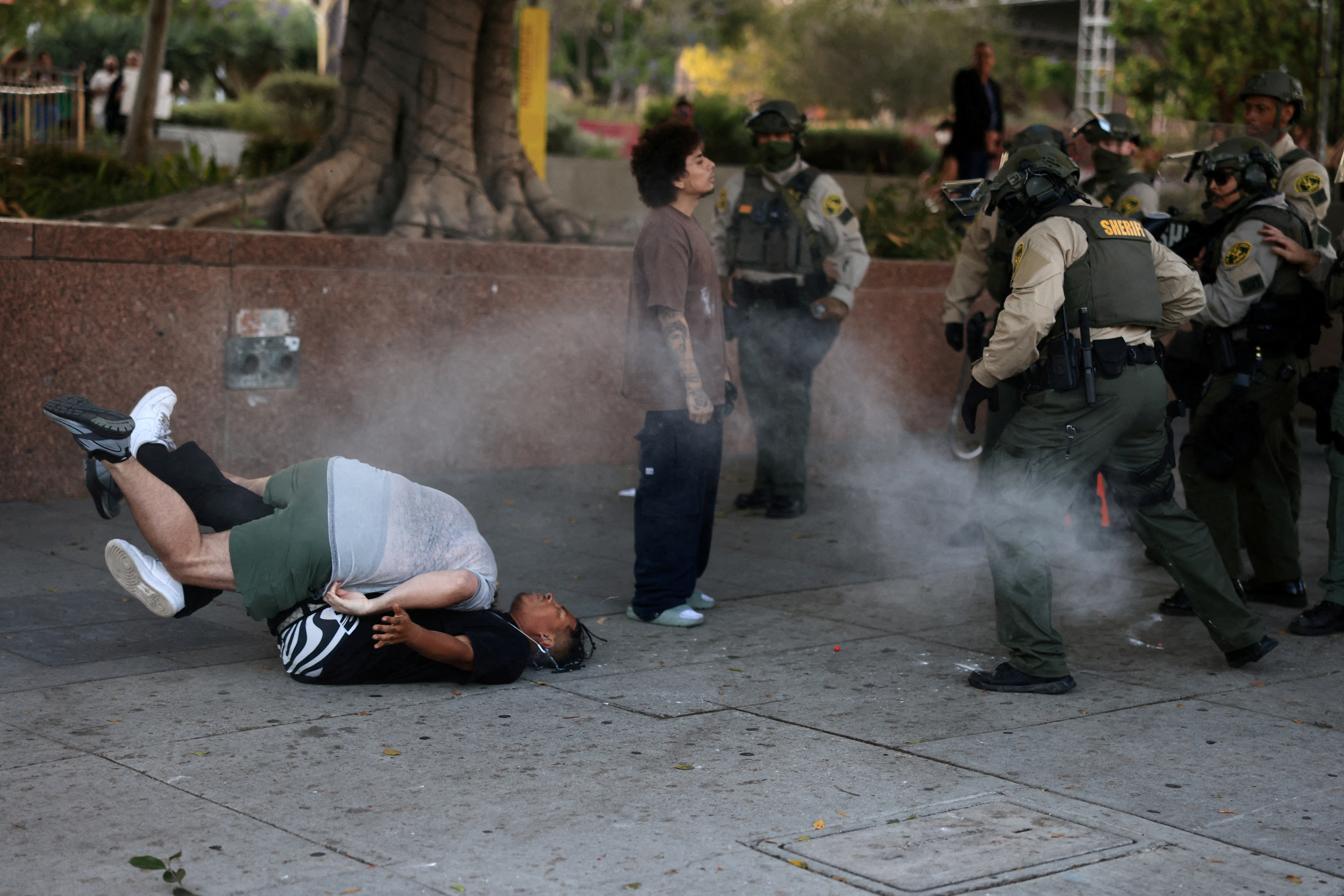 Protest against federal immigration sweeps, in Los Angeles