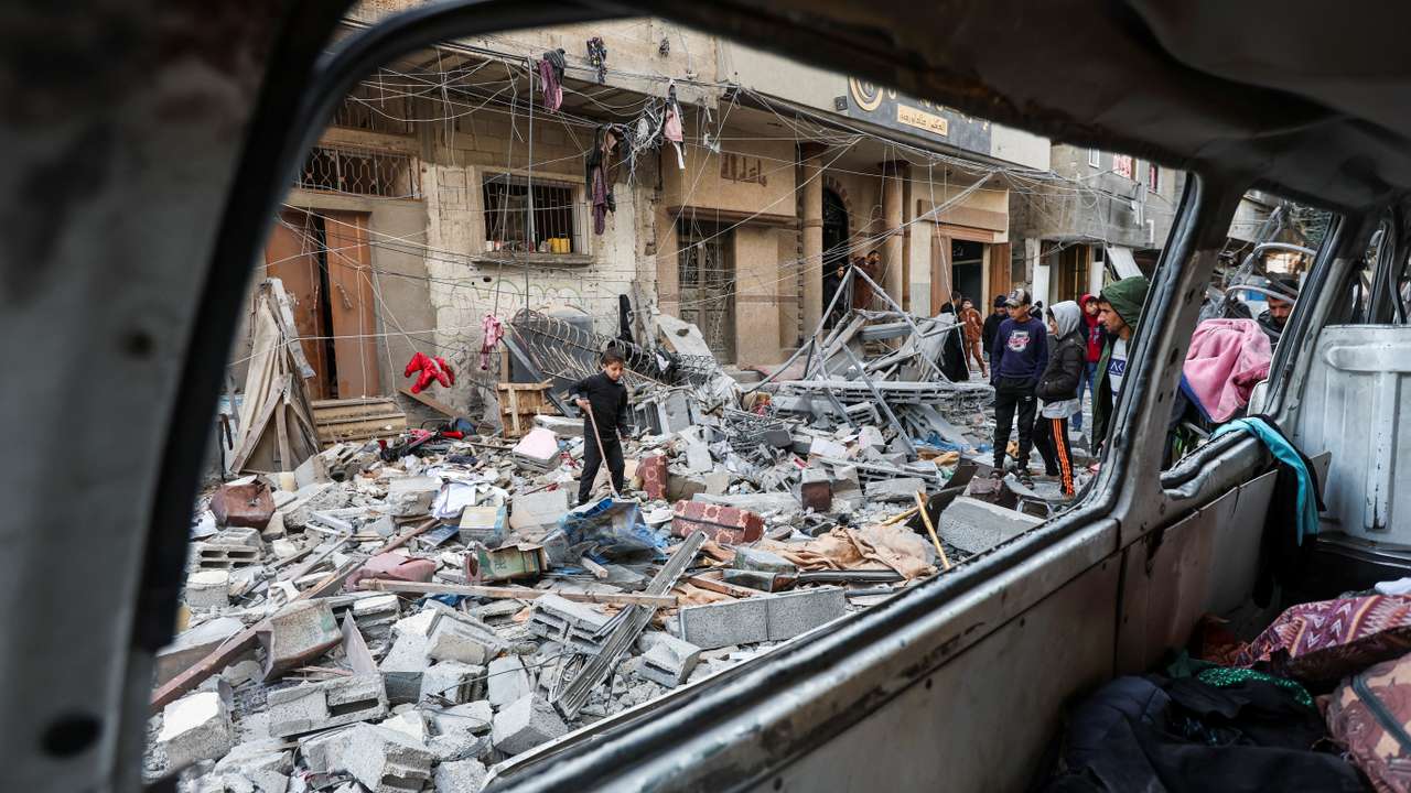Aftermath of Israeli strike on a house in Nuseirat in the central Gaza Strip