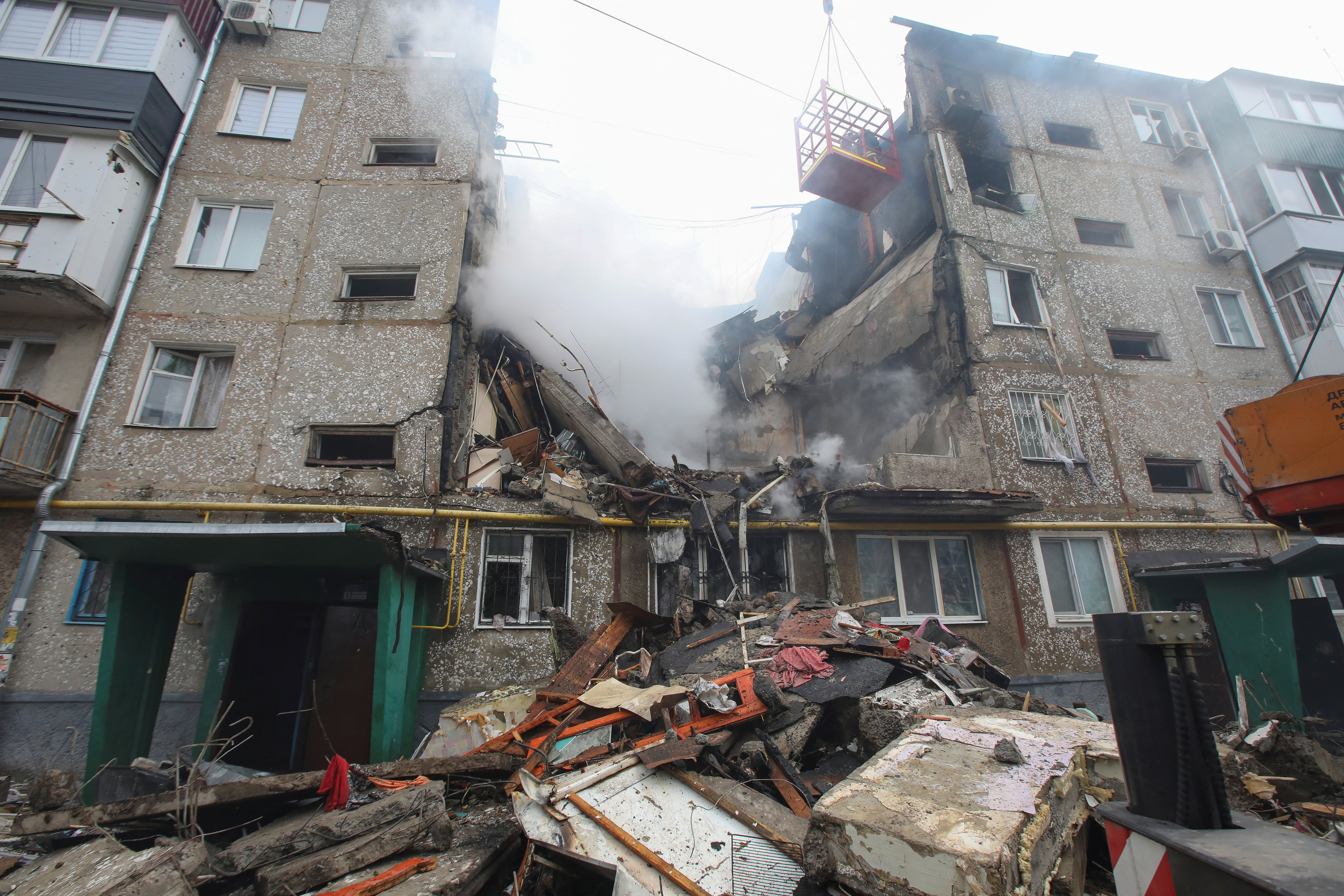 Aftermath of a Russian drone strike in Sumy