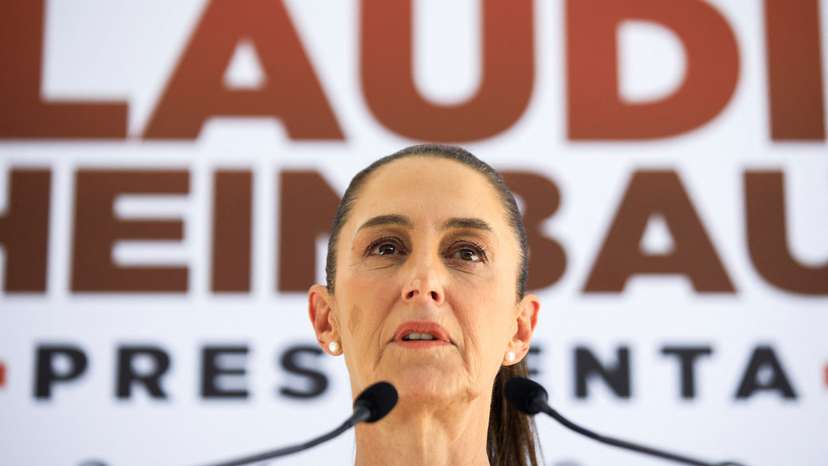 Mexican President-elect Claudia Sheinbaum holds a press conference, in Mexico City