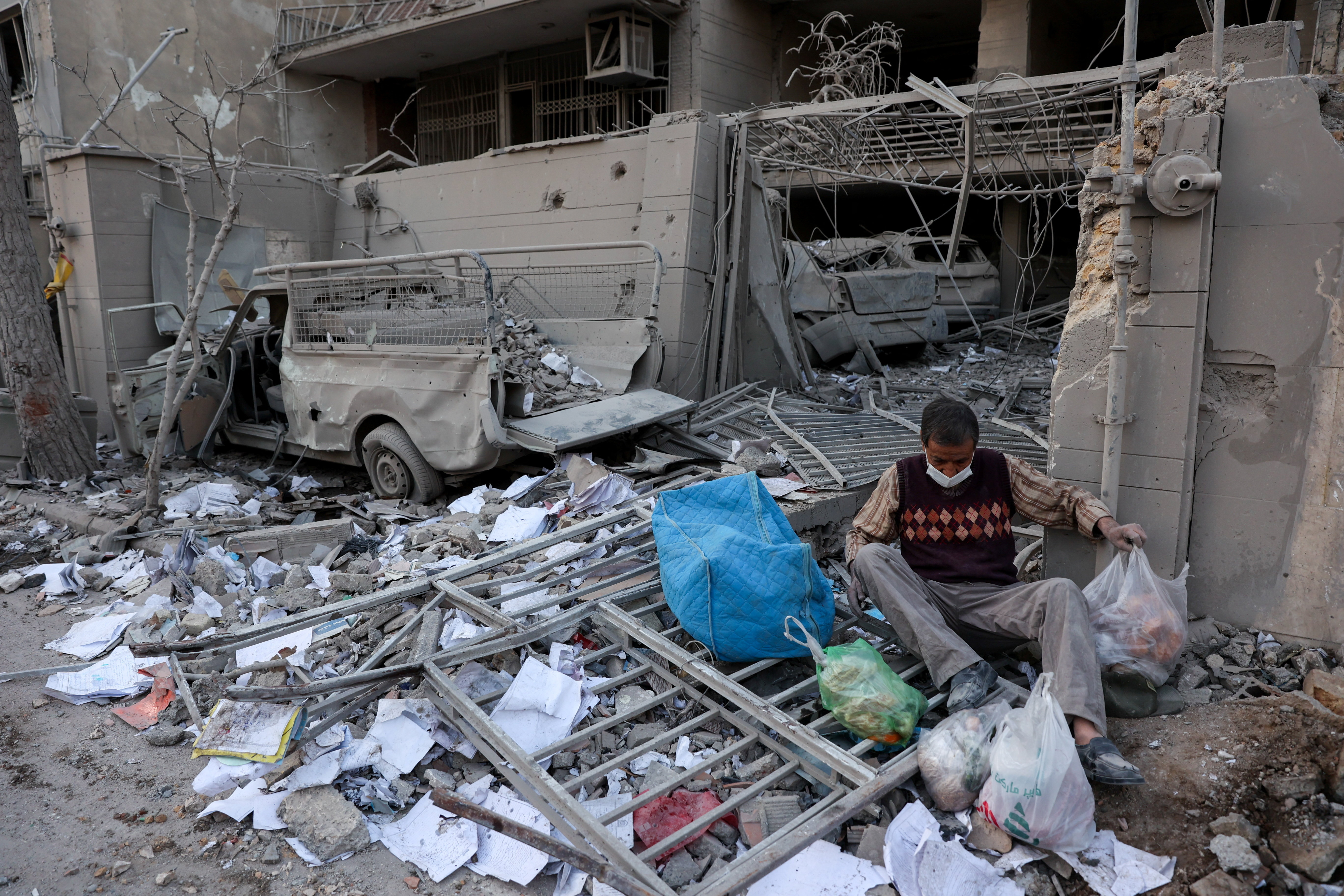 Aftermath of an Israeli and the U.S. strike on a police station in Tehran