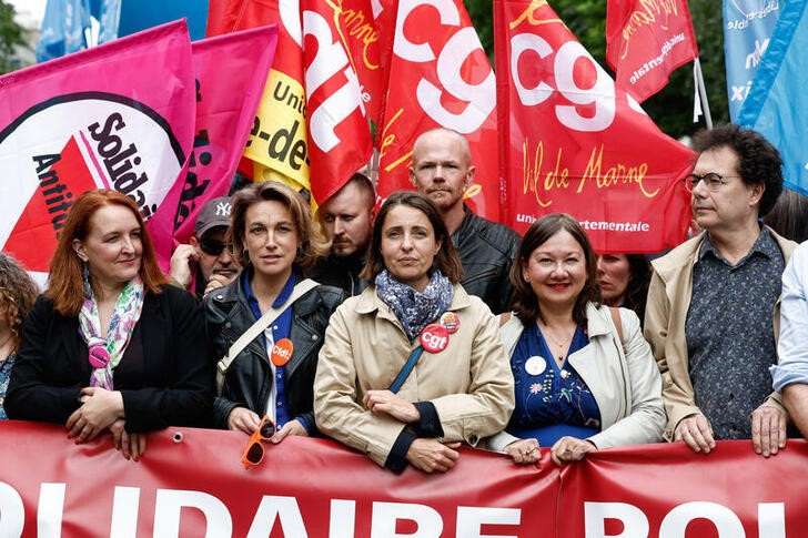 FILE PHOTO: Demonstration against the French far-right National Rally party, in Paris