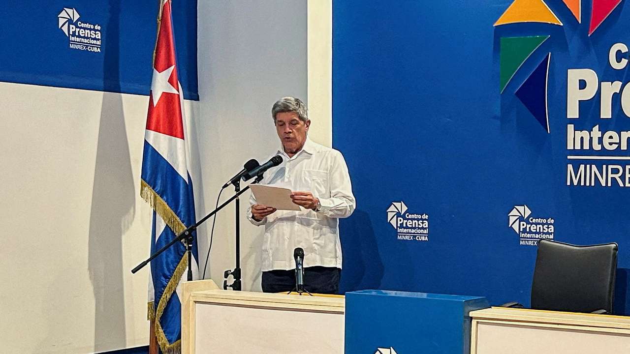 Cuban Deputy Foreign Minister Carlos Fernandez de Cossio speaks during press conference, in Havana