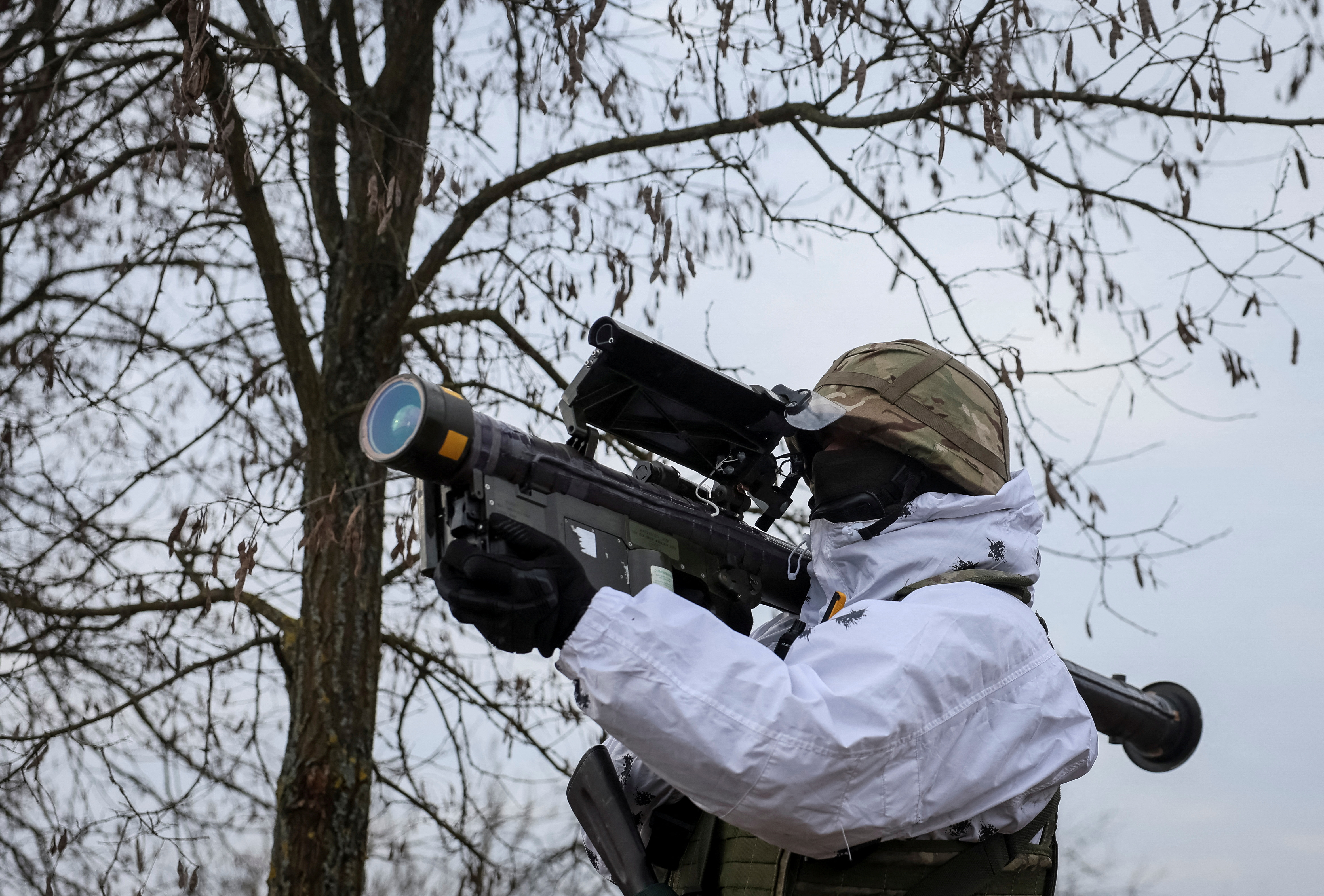 FILE PHOTO: Ukrainian servicemen attend a joint drills in Rivne region