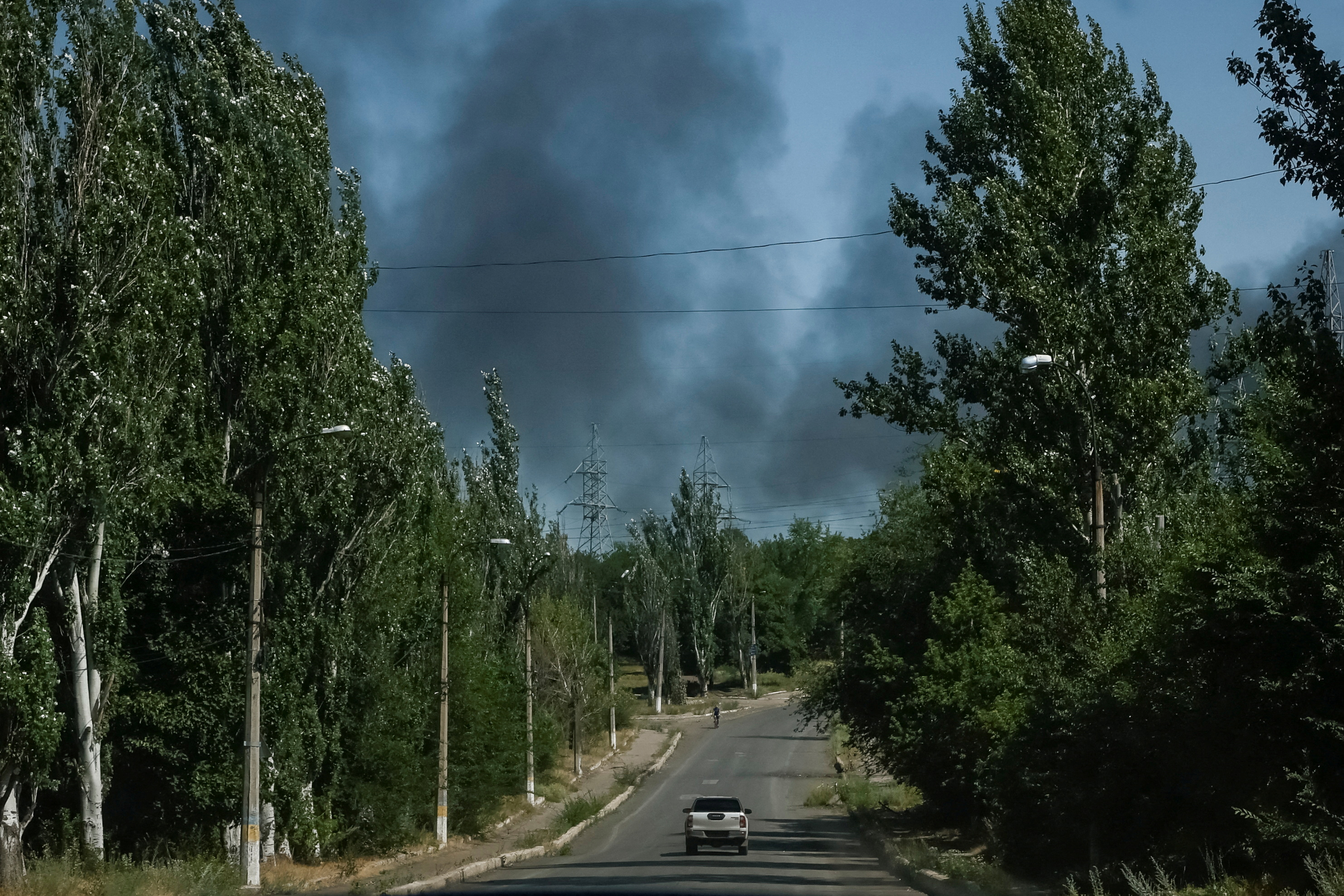 FILE PHOTO: Evacuation of local residents from the town of Toretsk, near a front line in Donetsk region