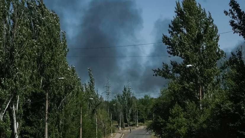 FILE PHOTO: Evacuation of local residents from the town of Toretsk, near a front line in Donetsk region