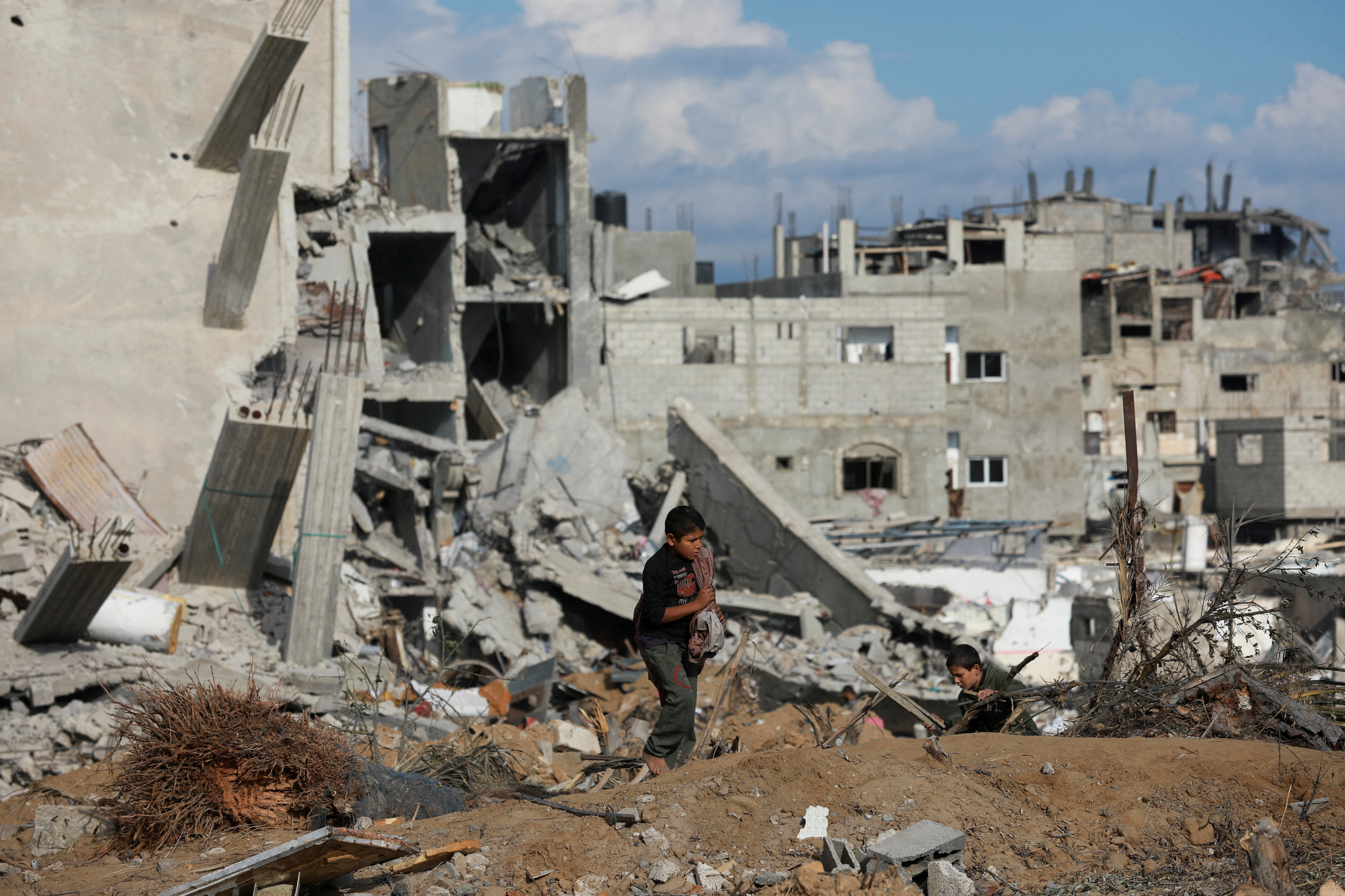FILE PHOTO: Scenes of destruction after Israeli forces withdrew from a part of Nuseirat