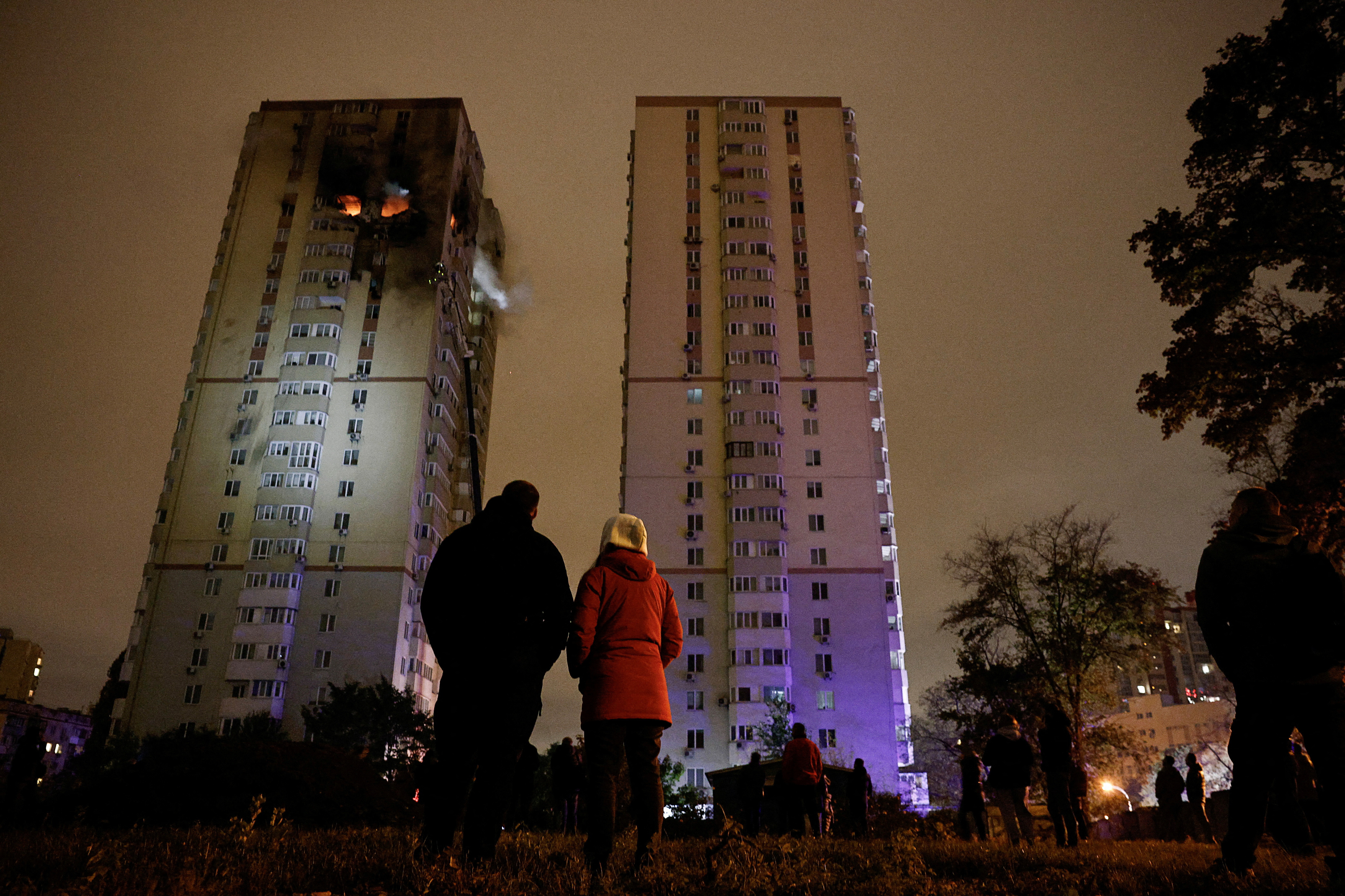 Russian drone strike, in Kyiv