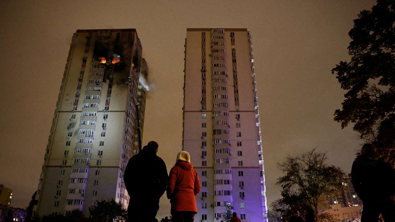 Russian drone strike, in Kyiv