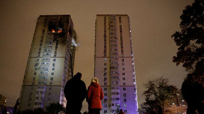 Russian drone strike, in Kyiv