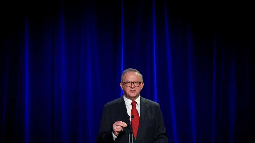 FILE PHOTO: Australia's Prime Minister Anthony Albanese speaks at a Labor party election night event