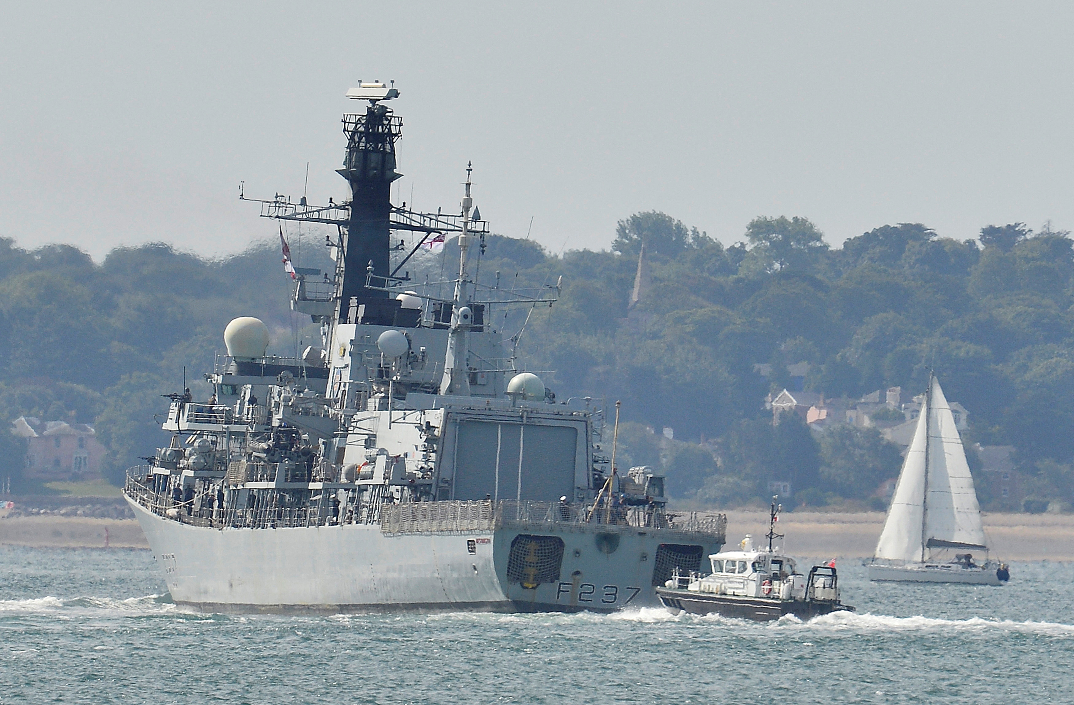 FILE PHOTO: The British Royal Navy frigate HMS Westminster sets sail from Portsmouth Harbour in southern England