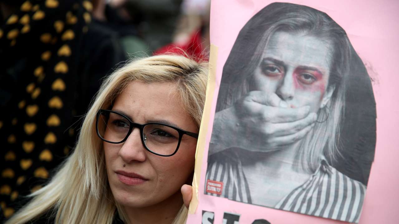 Protest against domestic violence in Zagreb