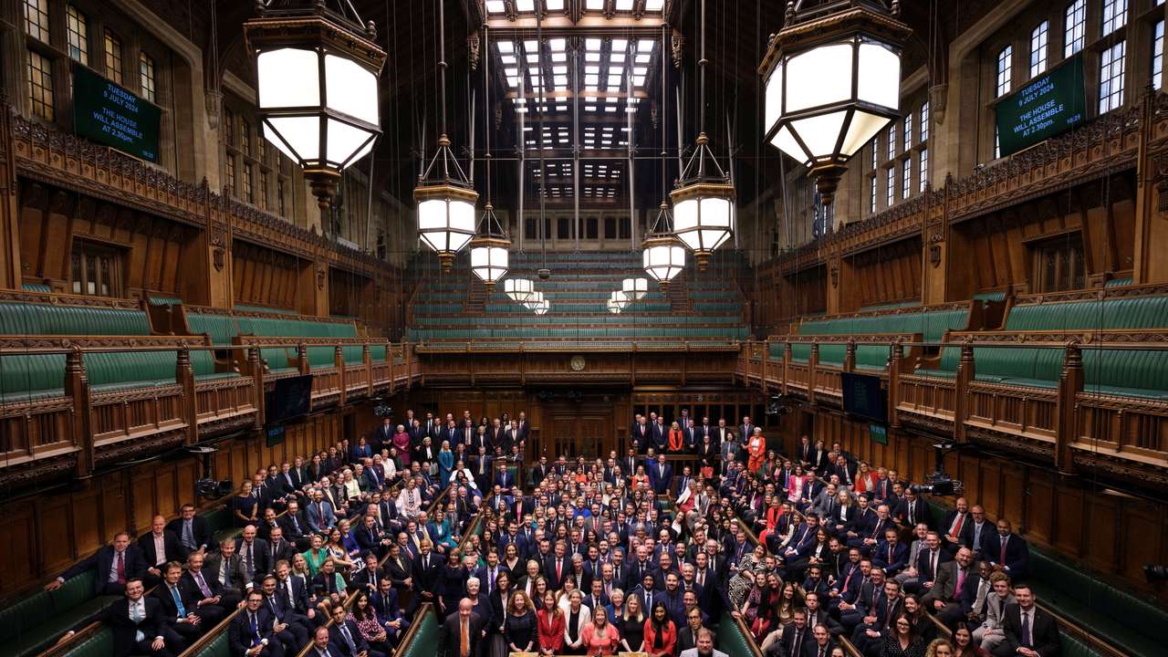 MPs newly elected in 2024 election gather in the Chamber for group photo in London