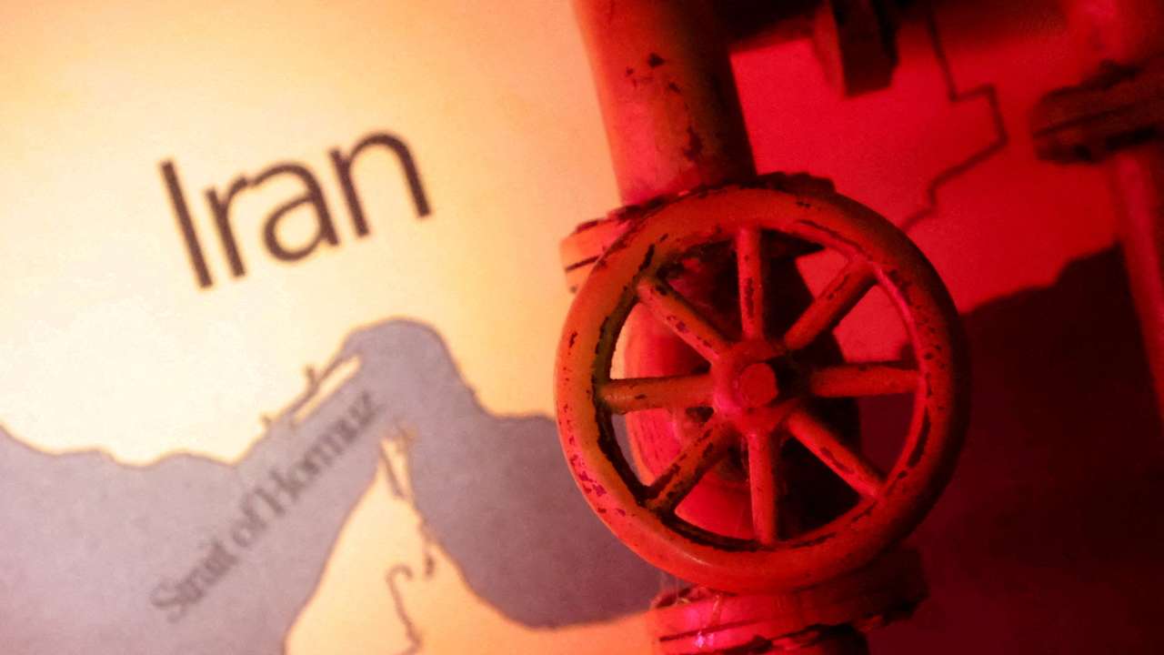 FILE PHOTO: Illustration shows map showing the Strait of Hormuz, Iran and 3D printed oil pipeline