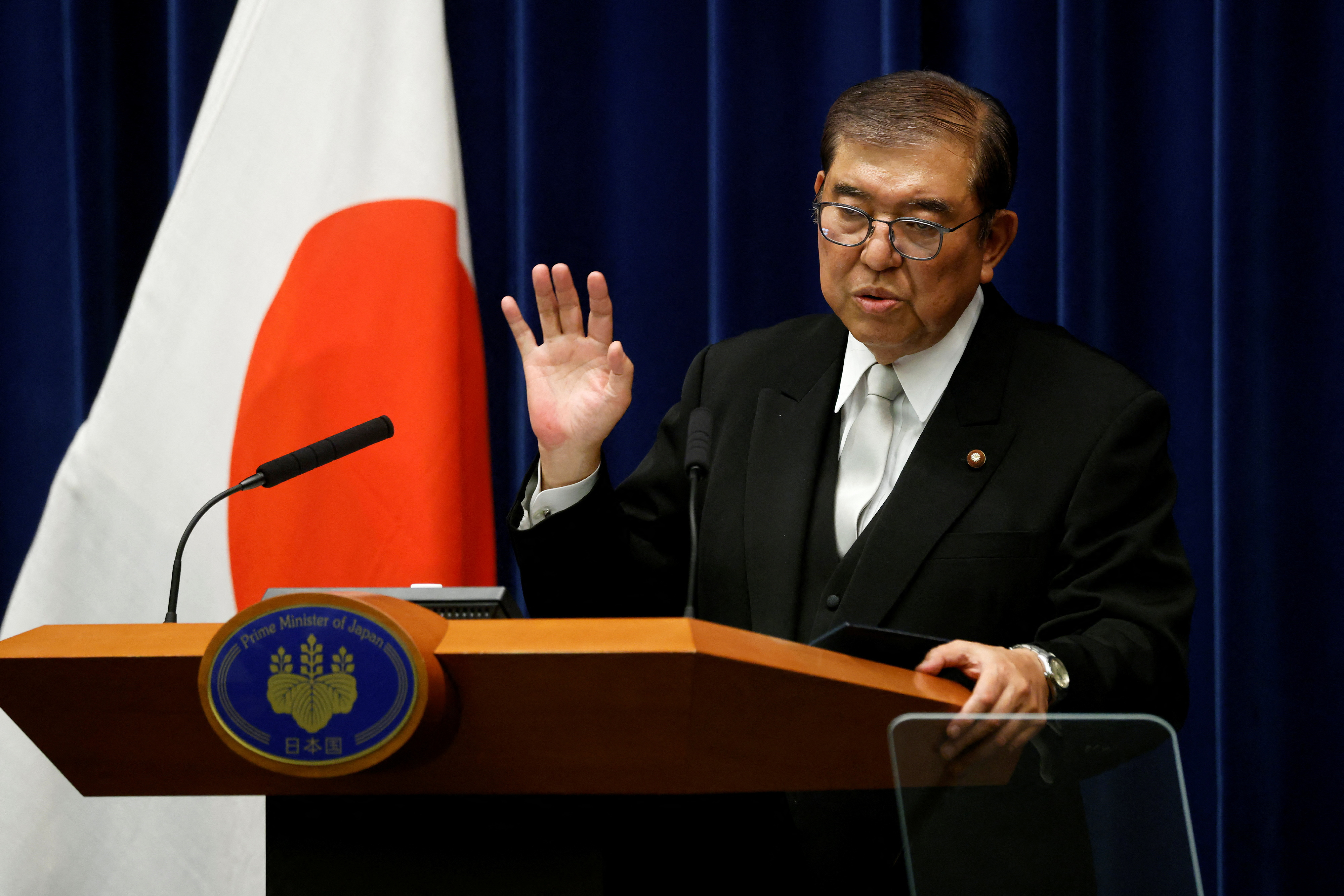 Japan's Prime Minister Shigeru Ishiba hold a press conference, in Tokyo