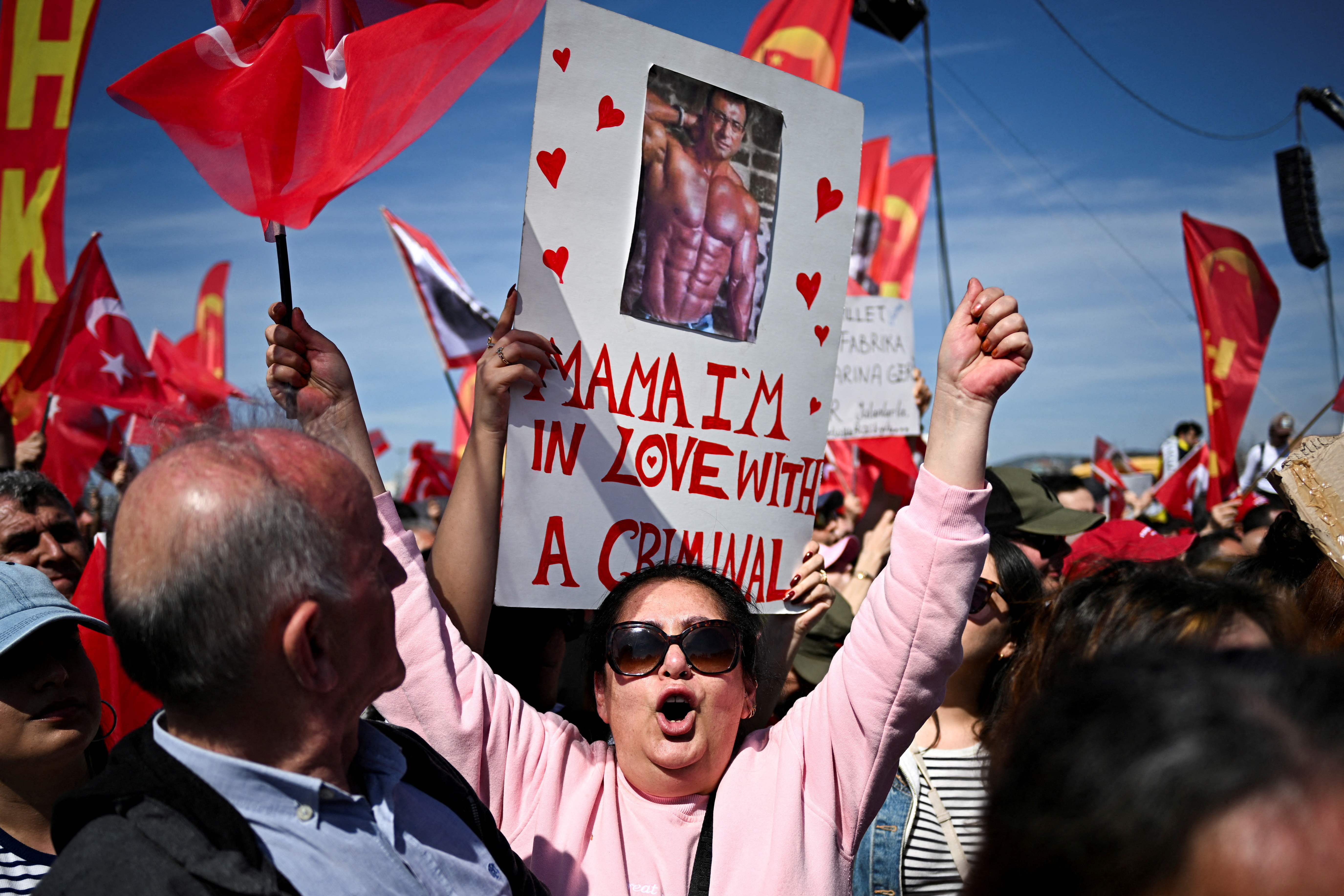 FILE PHOTO: Rally to protest against the arrest of Istanbul Mayor Ekrem Imamoglu as part of a corruption investigation, in Istanbul