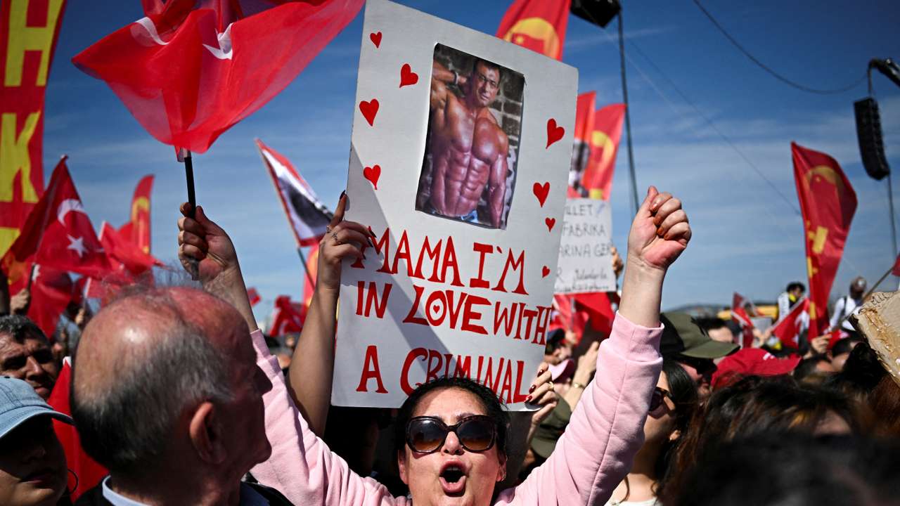 FILE PHOTO: Rally to protest against the arrest of Istanbul Mayor Ekrem Imamoglu as part of a corruption investigation, in Istanbul
