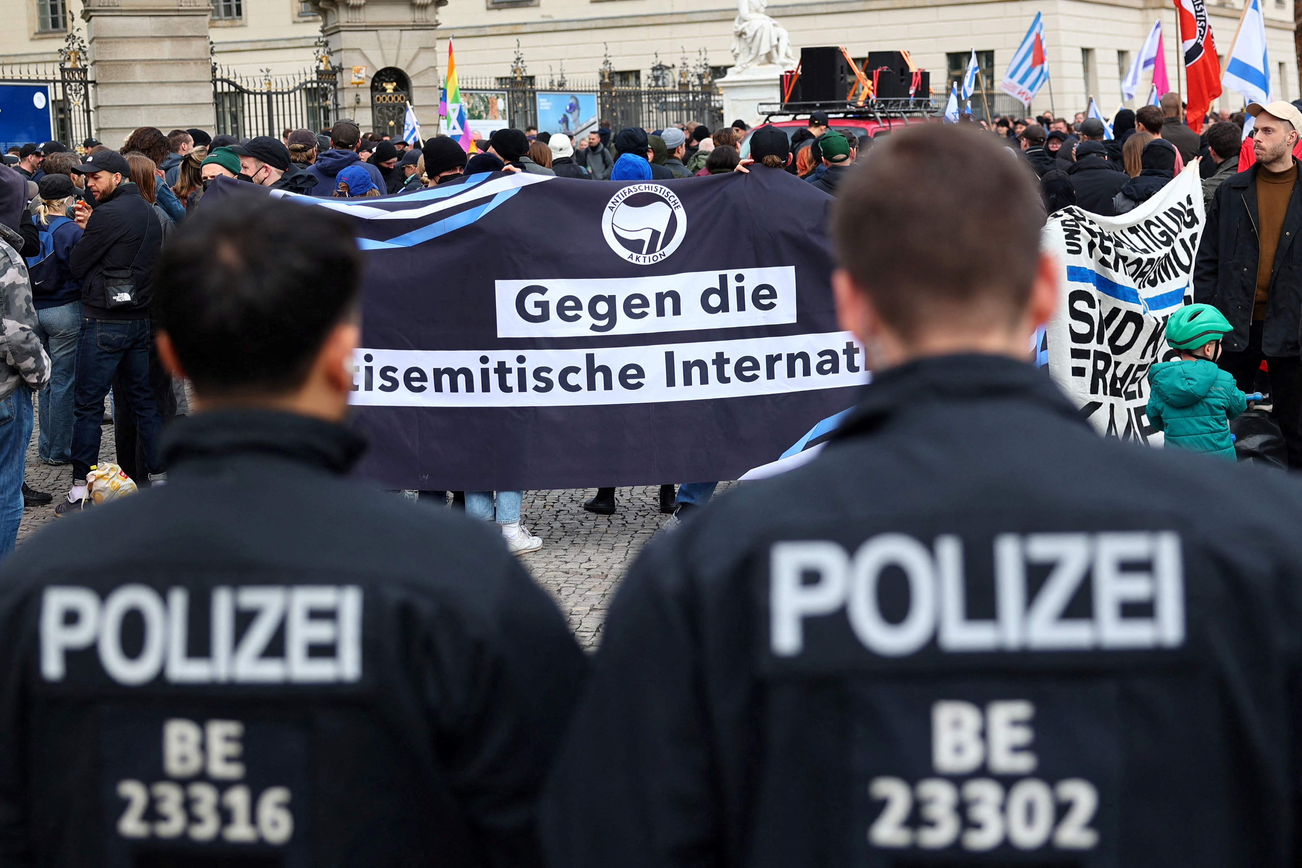 People protest in support of Israel and against antisemitism, in Berlin