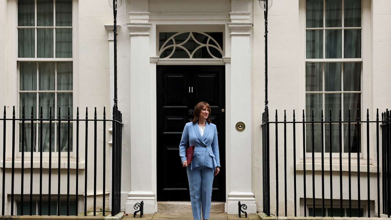 British Chancellor of the Exchequer Reeves outside 11 Downing Street ahead of presenting the Spring Forecast to Parliament, in London