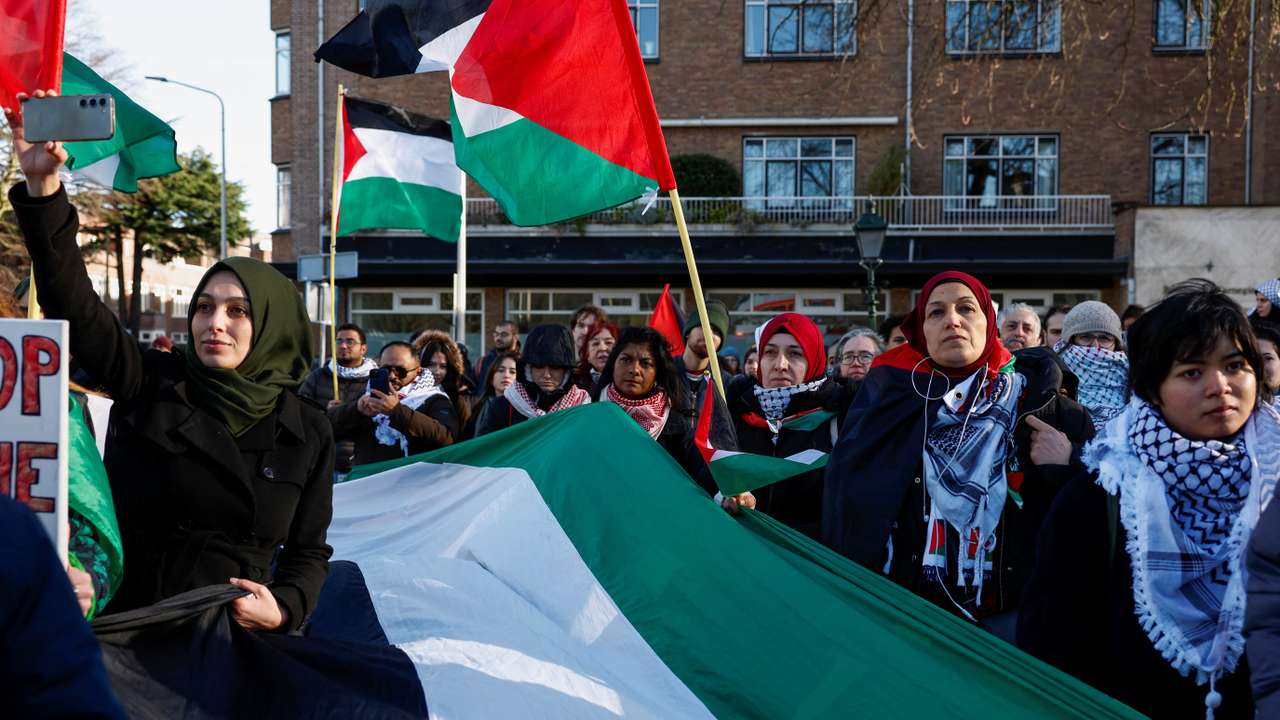 Demonstrations outside the International Court of Justice (ICJ) in The Hague