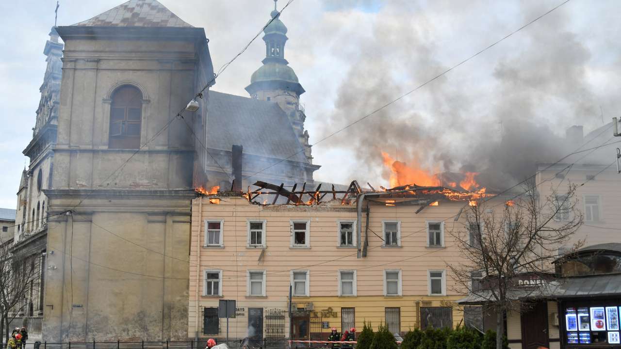 Aftermath of a Russian drone attack in Lviv