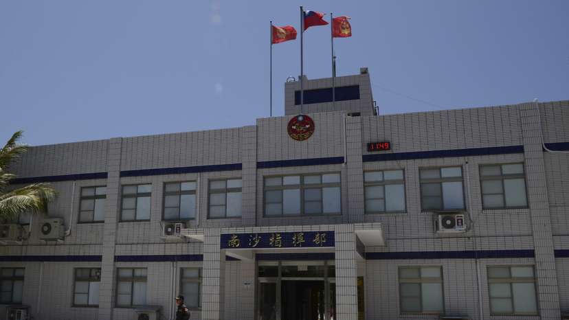 The Taiwanese coast guard bureau is seen in Itu Aba, which the Taiwanese call Taiping, at the South China Sea