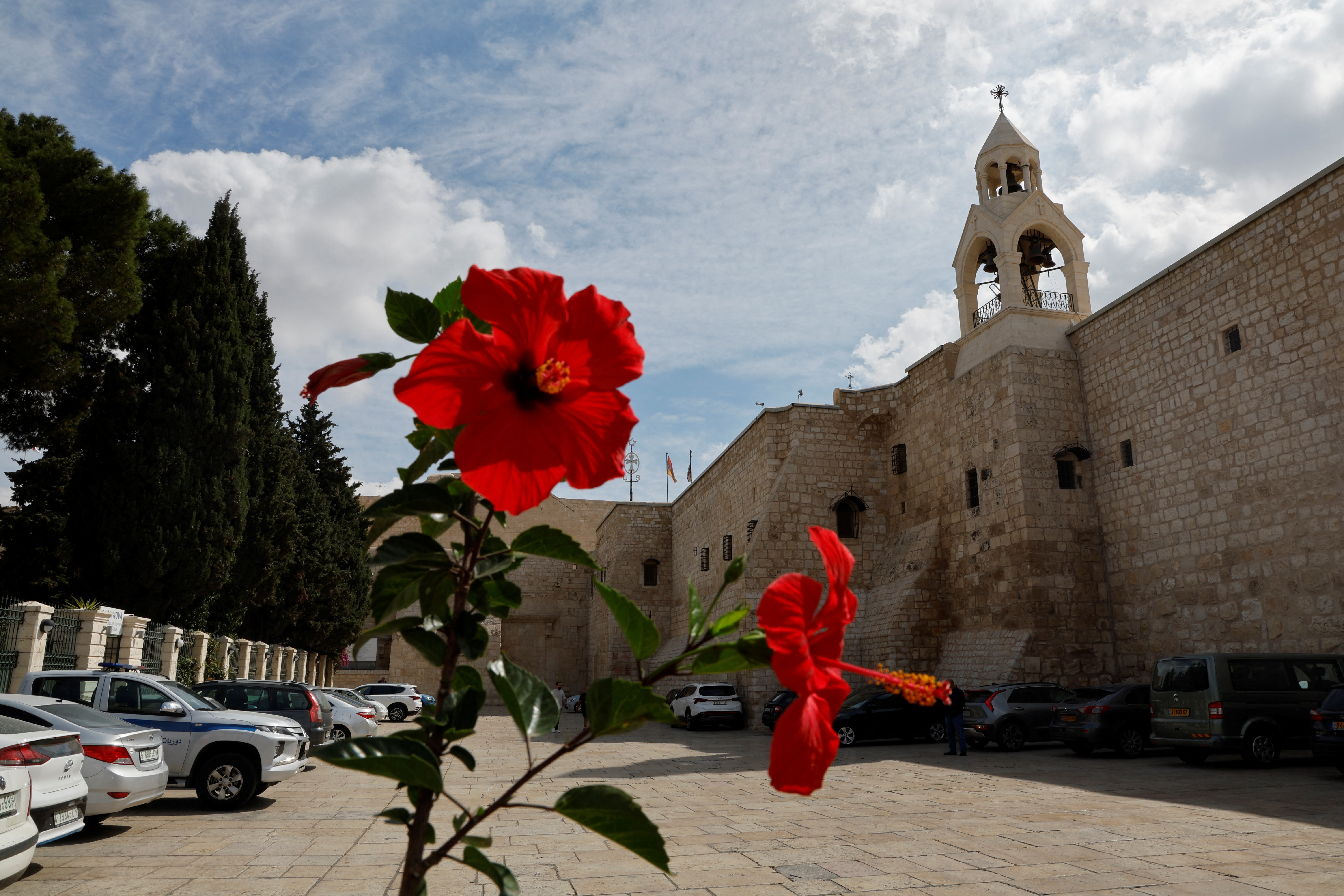 A view shows the deserted area outside the Church of the Nativity in Bethlehem, as the conflict wreaks havoc across the tourism sector, in the Israeli-occupied West Bank