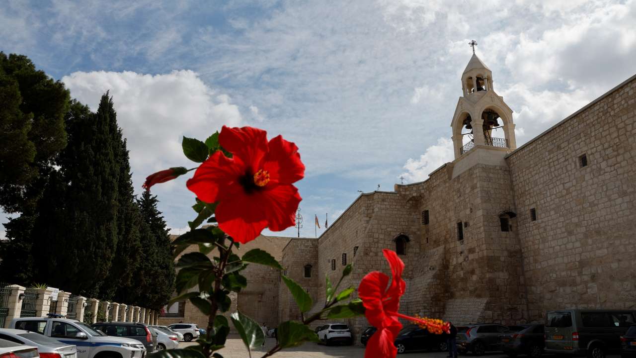 A view shows the deserted area outside the Church of the Nativity in Bethlehem, as the conflict wreaks havoc across the tourism sector, in the Israeli-occupied West Bank