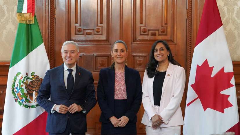 Mexico’s President Sheinbaum meets with Canada’s Finance Minister Champagne and Foreign Minister Anand, in Mexico City