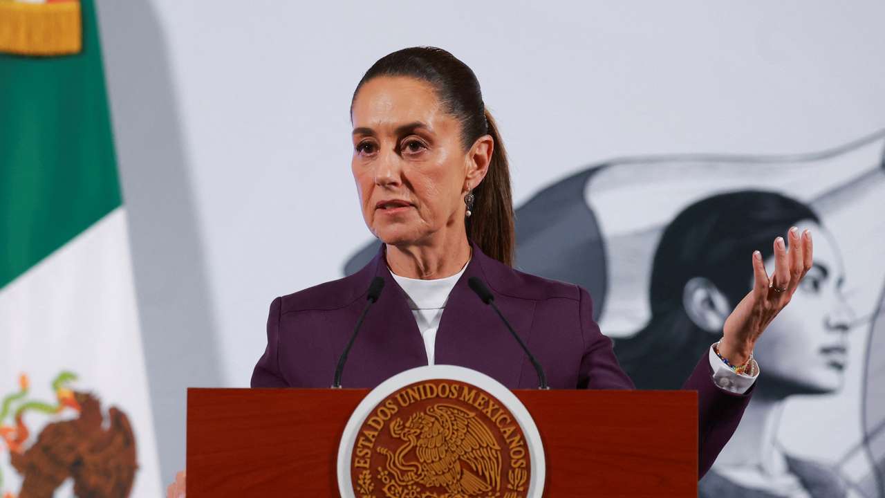 Mexican President Claudia Sheinbaum holds a press conference to announce response to U.S. tariffs in Mexico City