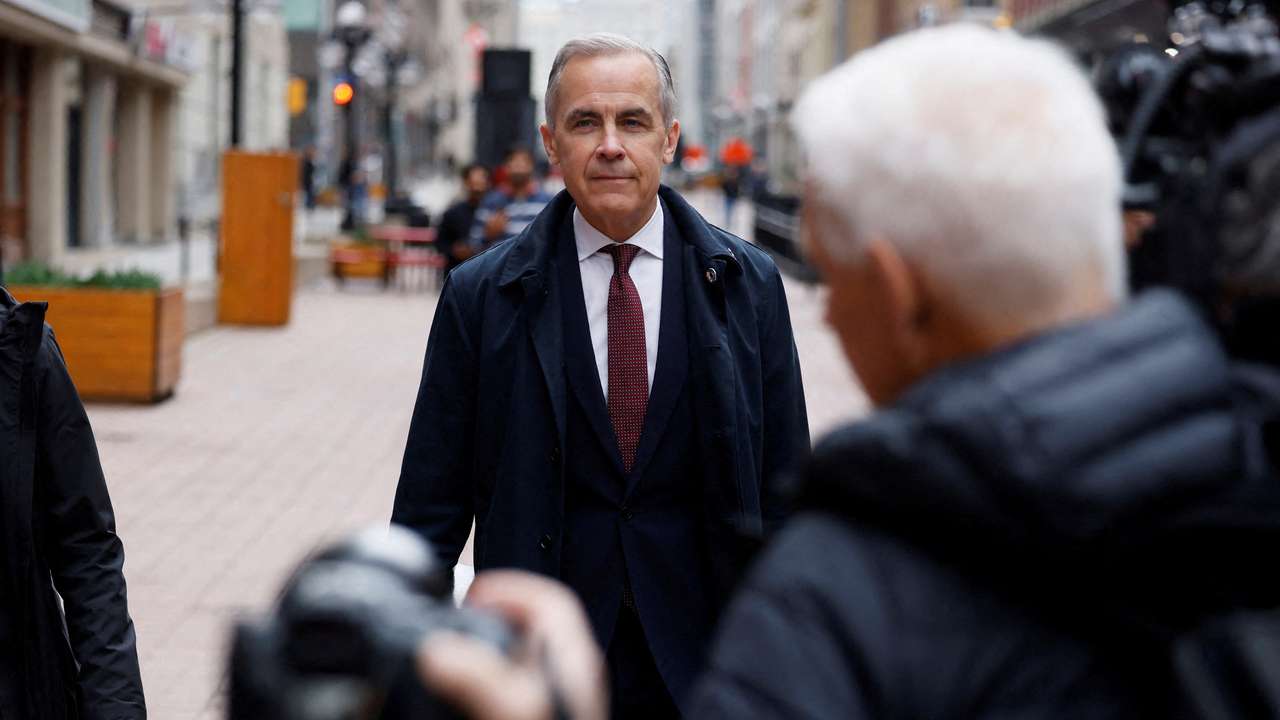 Canada's Prime Minister Carney arrives to his first press conference since forming government in Ottawa