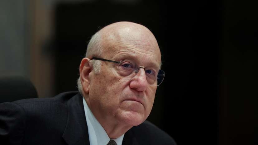 Lebanon's caretaker Prime Minister Najib Mikati heads a cabinet meeting in Beirut