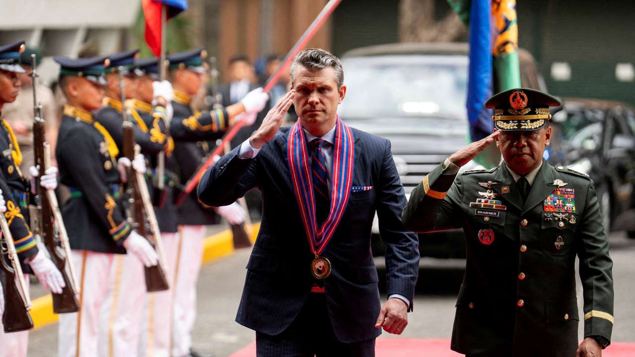 FILE PHOTO: U.S. Defense Secretary Pete Hegseth in Philippines
