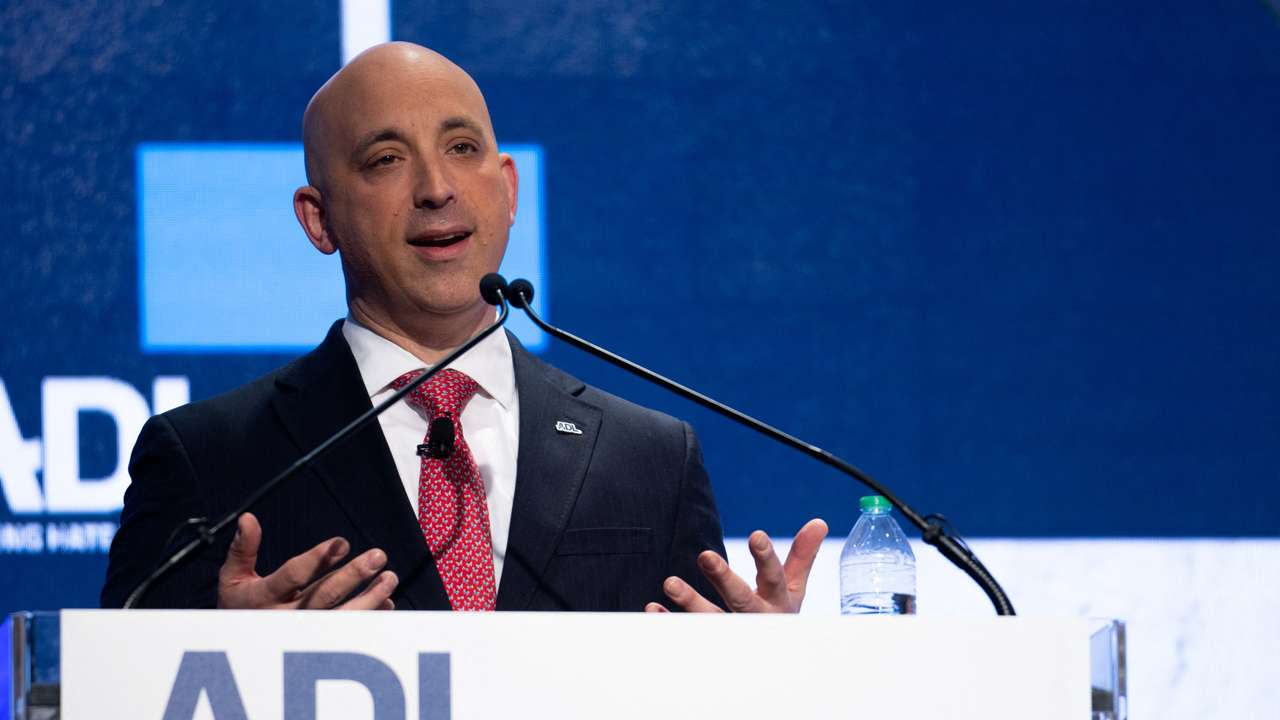 Anti-Defamation League (ADL) CEO Jonathan Greenblatt speaks duirng the Anti-Defamation League's "Never is Now" summit in New York
