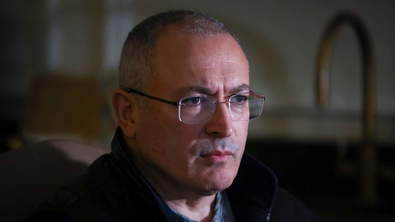 Former Russian tycoon Mikhail Khodorkovsky attends an interview with Reuters in central London, Britain