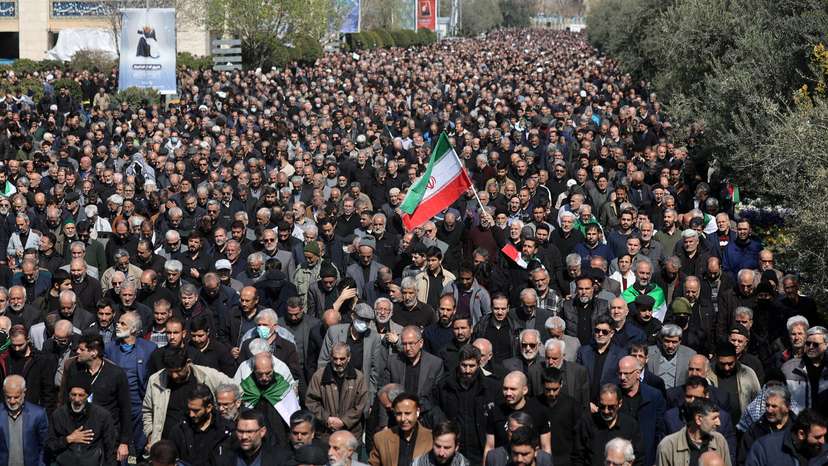 People attend Friday prayer in Tehran