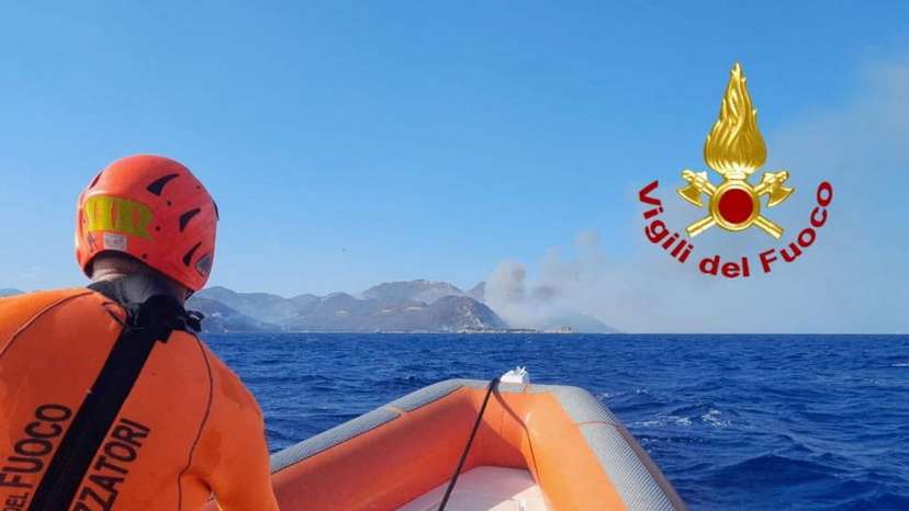Firefighters battle vegetation fire off coastal town of Villasimius