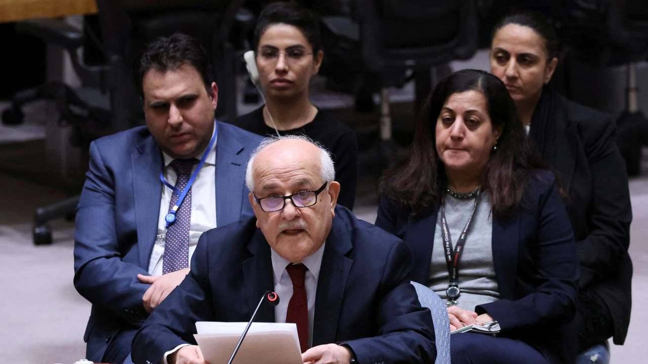 Members of the United Nations Security Council vote on a Gaza resolution that demands an immediate ceasefire, in New York