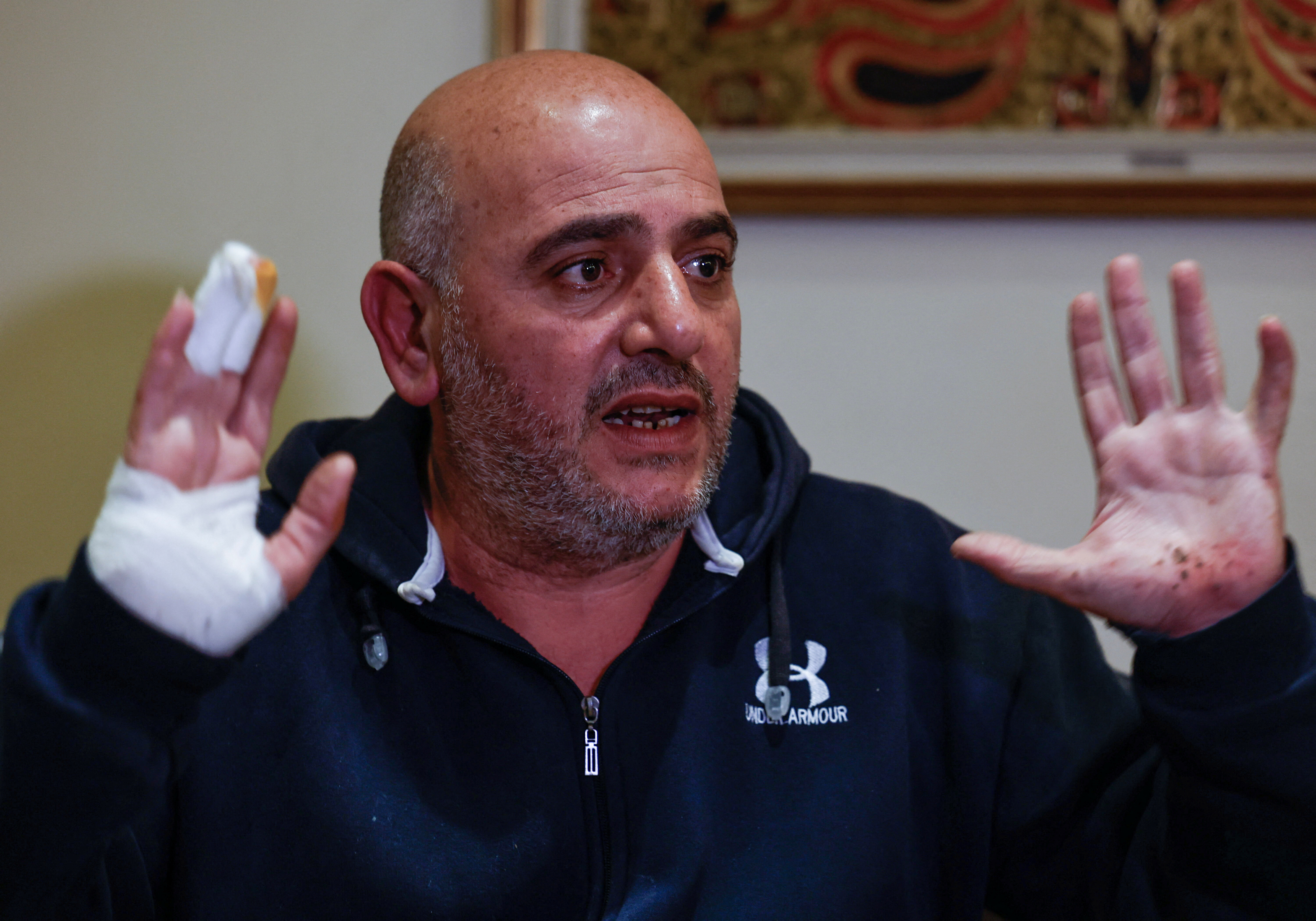 Lebanese hotelier Abbas al-Tannoukhi speaks during an interview with Reuters in Hazmieh