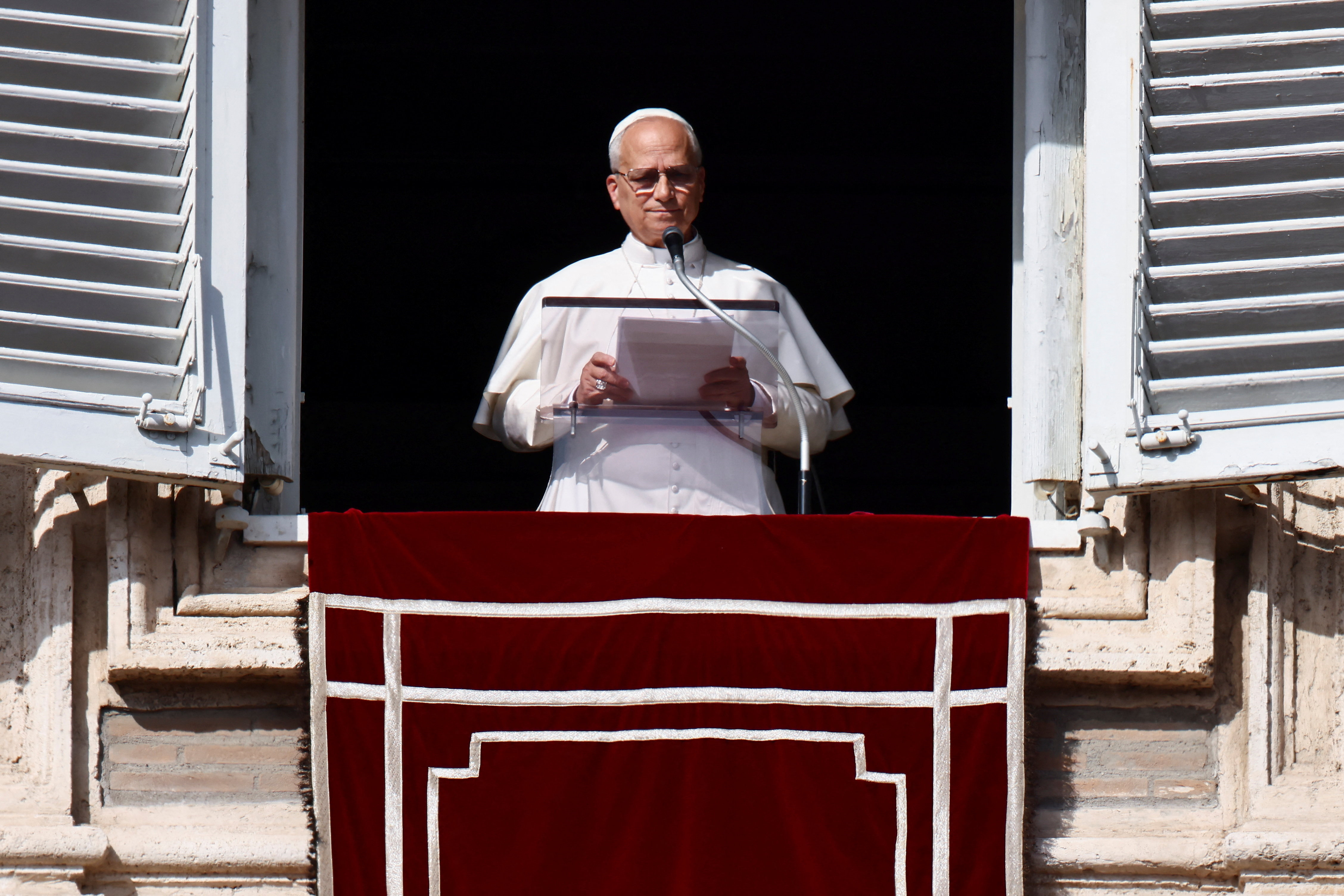 Pope Leo XIV leads the Angelus prayer at Vatican
